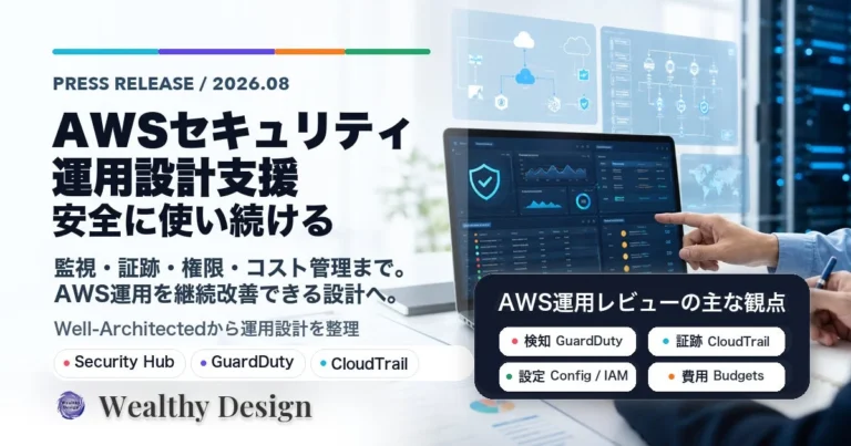 Wealthy Design、AWSセキュリティ・運用設計支援を強化 – 安全で継続的なクラウド活用をサポート