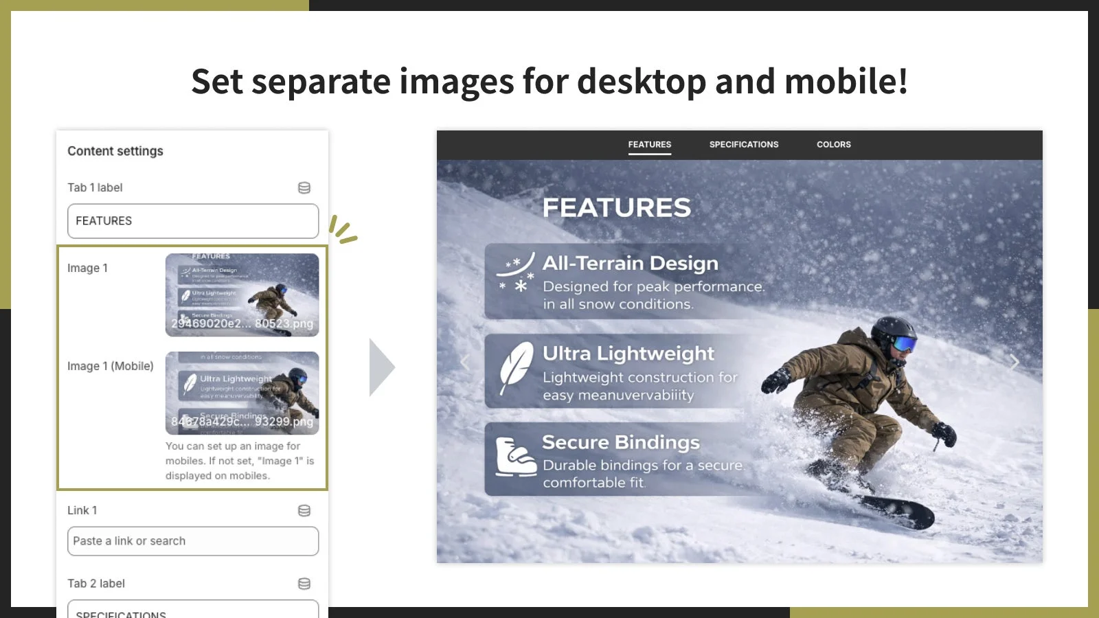 PCとスマホで別々の画像を設定可能