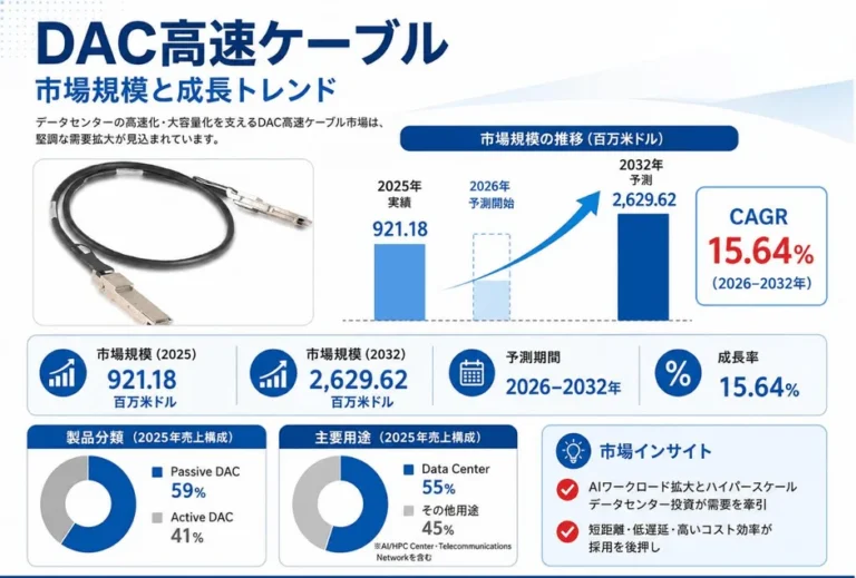 DAC高速ケーブル市場が急成長：AI・データセンター需要に不可欠な高速接続の現状と未来