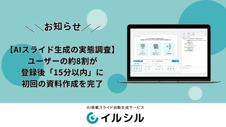 AIスライド自動生成「イルシル」が資料作成業務を劇的に効率化：約8割のユーザーが15分以内に初回資料を完成