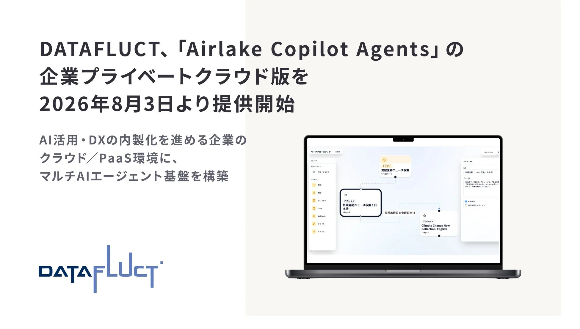 Airlake Copilot Agentsのワークフローエディタ