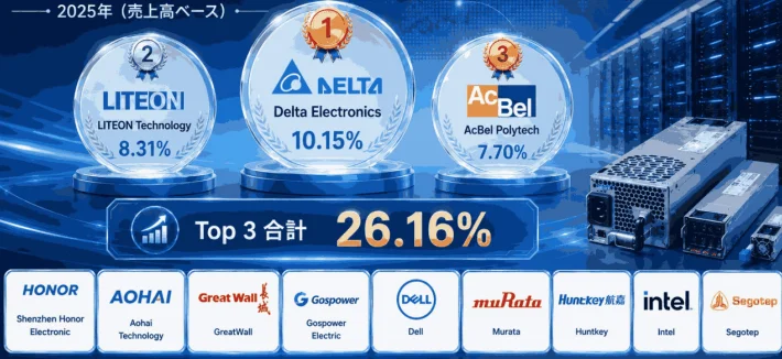 世界のSiC AIサーバー電源市場における上位 12 社のメーカーランキングおよび市場シェア