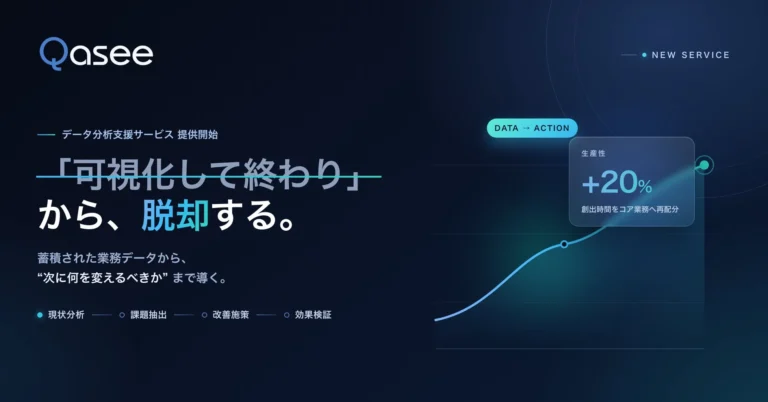 Qaseeが「データ分析支援サービス」を提供開始：業務データから具体的な改善アクションを導き、DX推進を加速