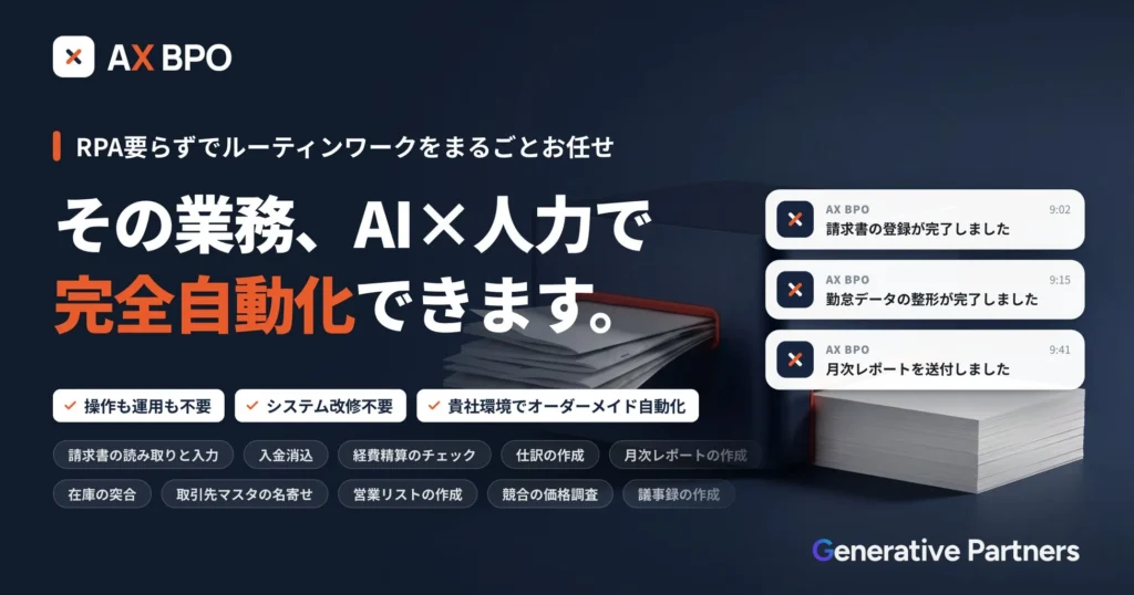 RPAやAIで自動化しきれない業務を「AI＋人力」で完全自動化する「AX BPO」サービスが始動