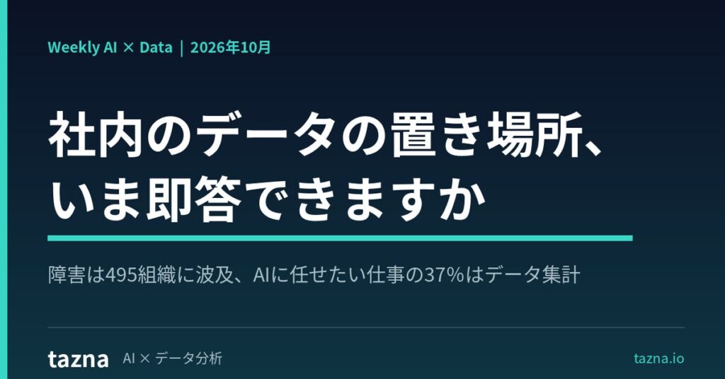 【社内のデータの置き場所、いま即答できますか】障害は495組織に波及。クラウド障害の教訓とAIエージェント時代に求められる「データ台帳」の重要性を読み解く総括レポートを無料公開