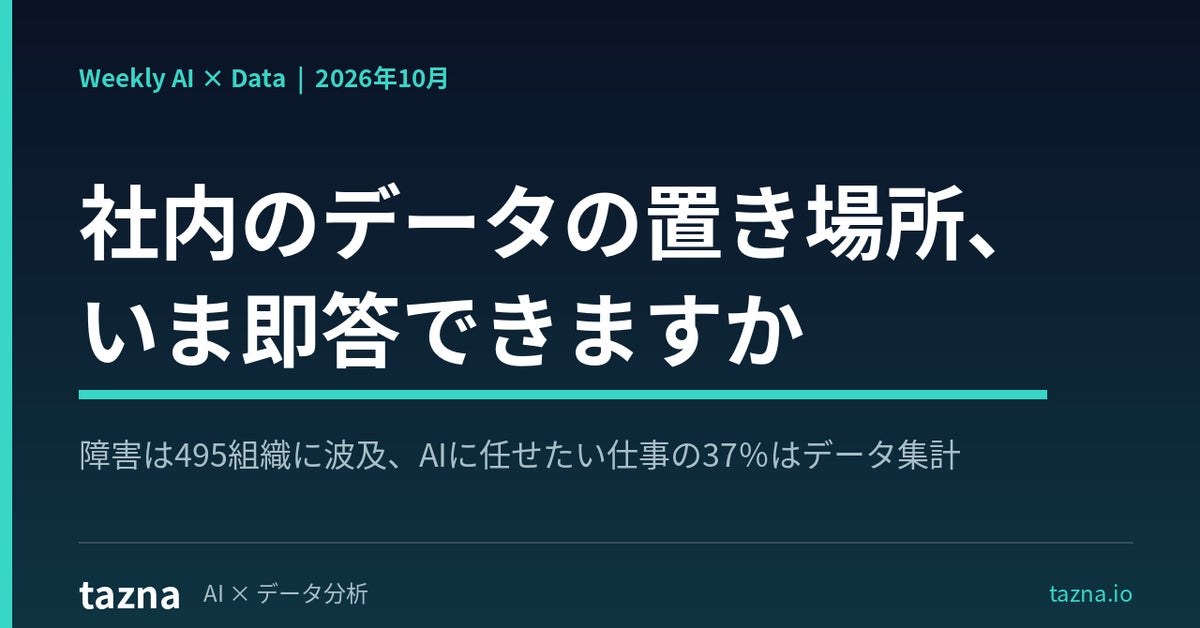 【社内のデータの置き場所、いま即答できますか】障害は495組織に波及。クラウド障害の教訓とAIエージェント時代に求められる「データ台帳」の重要性を読み解く総括レポートを無料公開