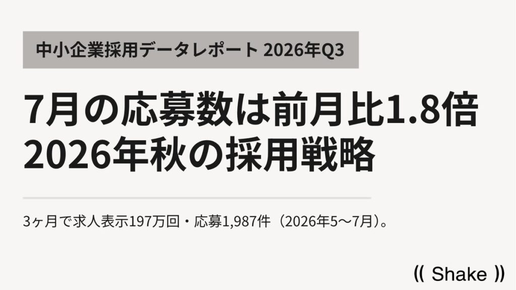 【中小企業採用レポート 2026年Q3版】2026年秋の採用戦略