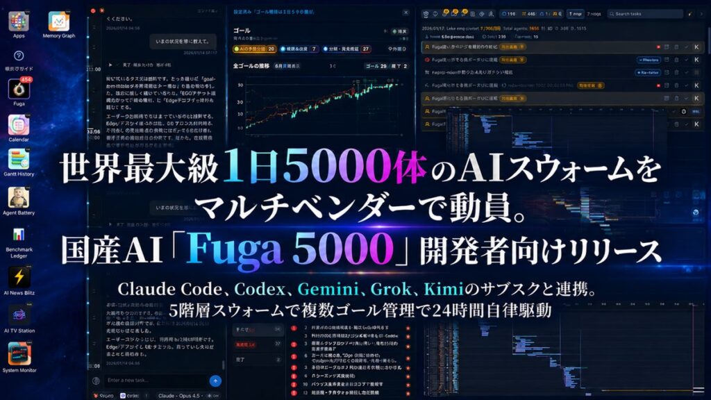 世界最大級1日5000体のAIスウォームをマルチベンダーで動員。国産AI「Fuga 5000」開発者向けリリース