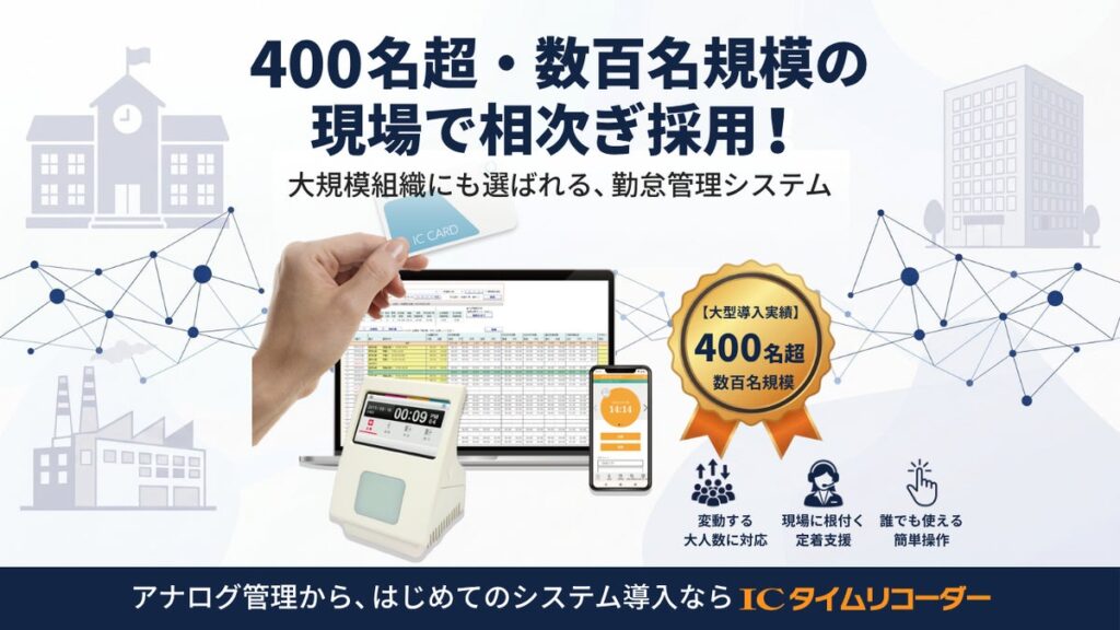 【導入実績】従量課金制『ICタイムリコーダー』季節による利用者数の増減に応じたコスト最適化と手厚い電話サポートで学校・製造現場の勤怠管理のDX化を支援